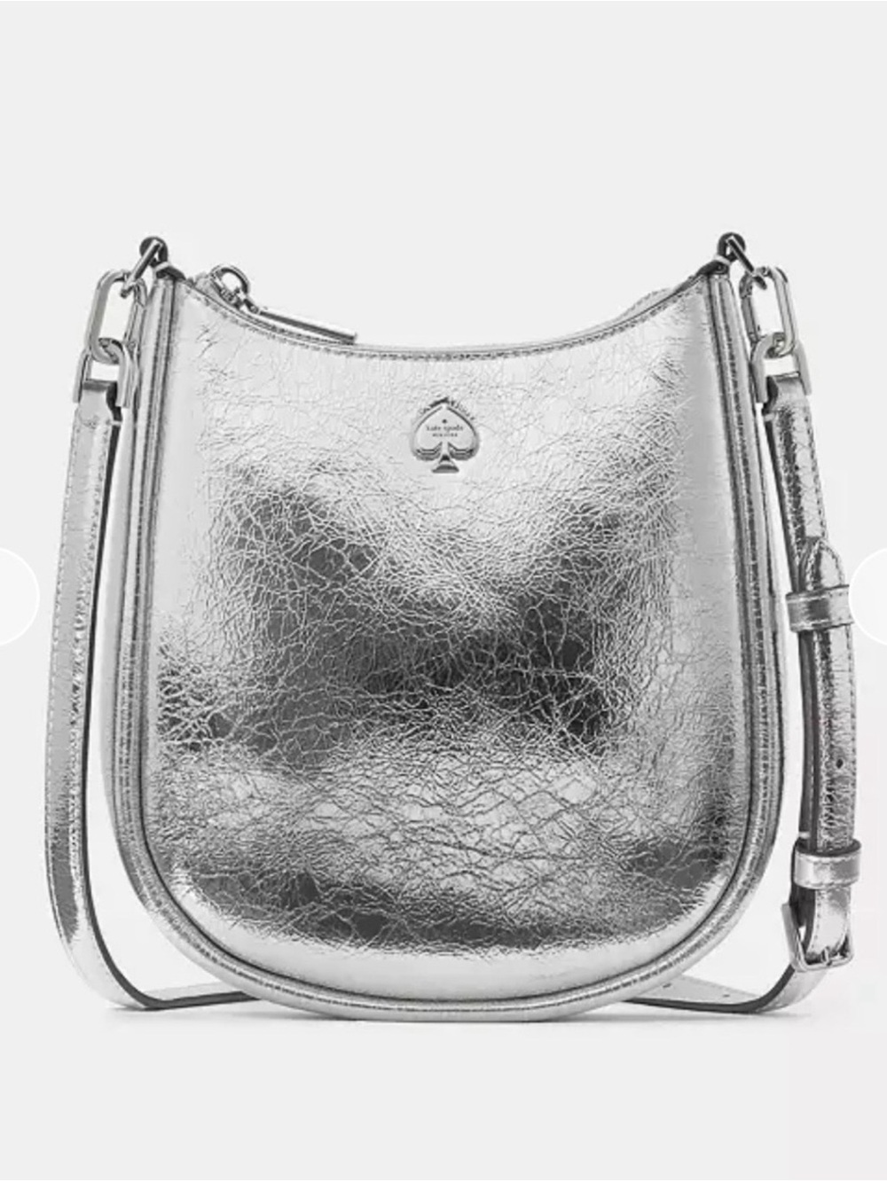 Kate Spade Metallic Silver Cracked Leather Crossbody Bag